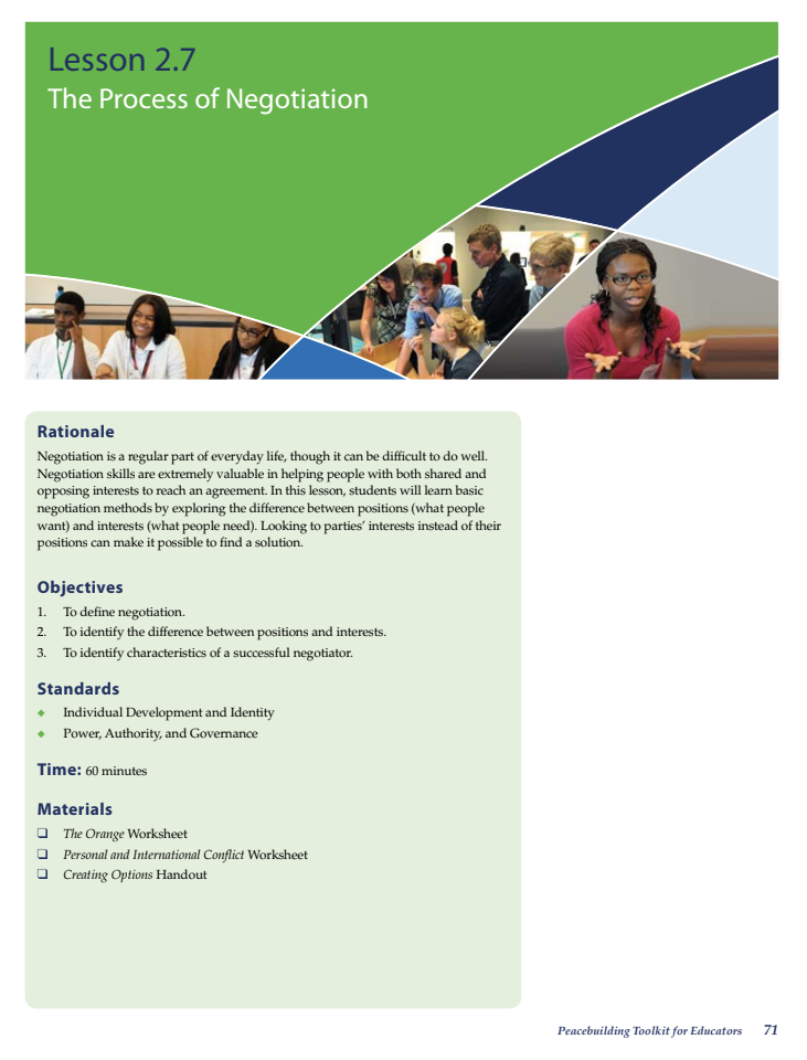 The Process of Negotiation Lesson Plan