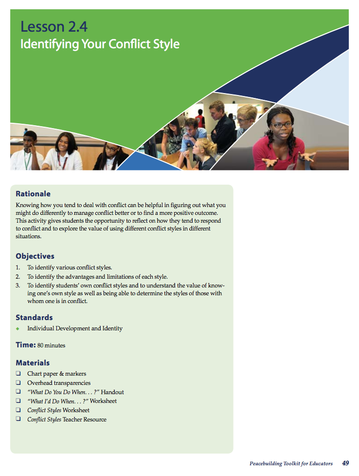 Identifying Your Conflict Style Lesson Plan
