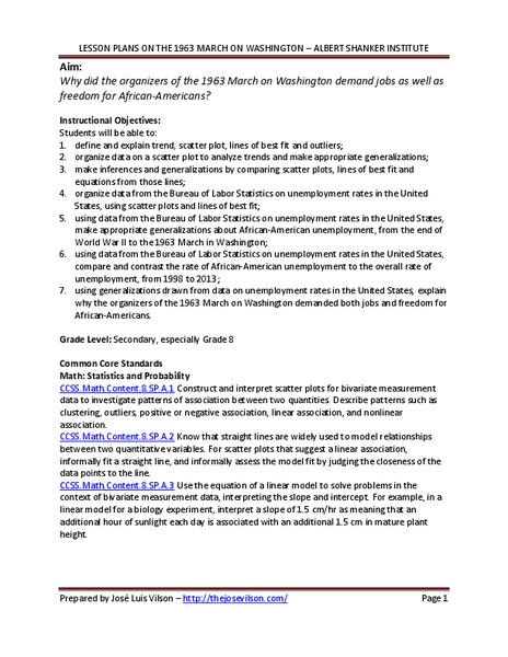 Economic Causes of the March on Washington Lesson Plan