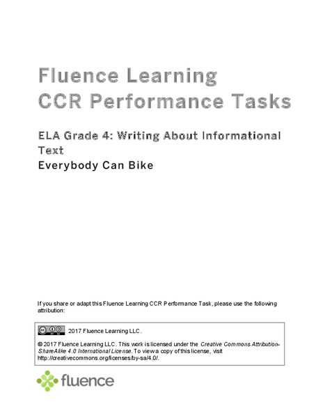 Writing About Informational Text: Everybody Can Bike Assessment