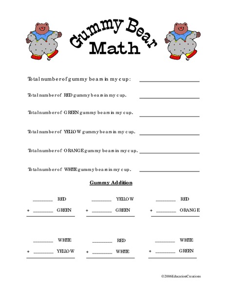 Gummy Bear Math Worksheet