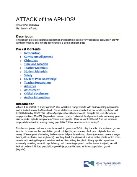 Attack of the Aphids! Lesson Plan