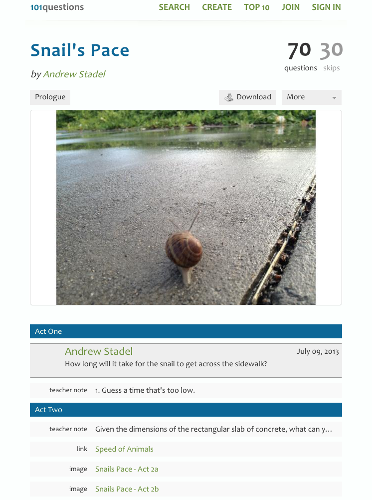 Snail's Pace Activity