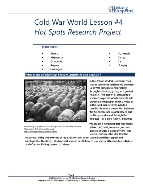 Hot Spots Research Project Lesson Plan