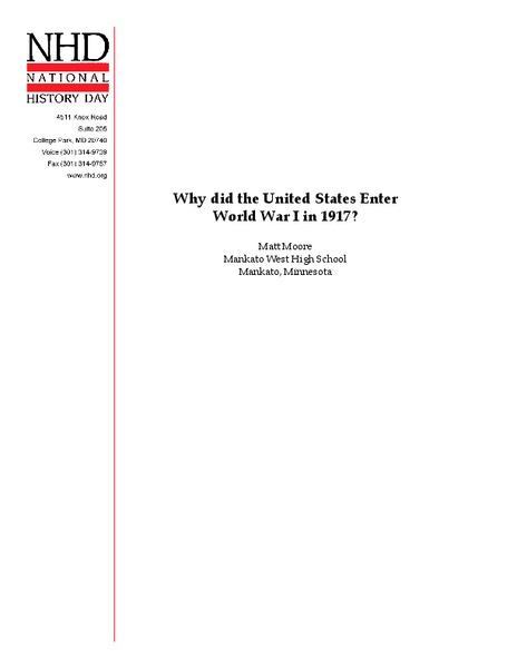 Why Did the United States Enter World War I in 1917? Lesson Plan