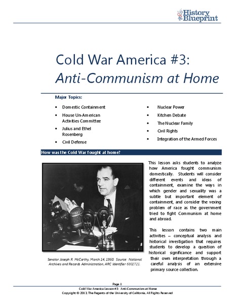 Anti-Communism at Home Lesson Plan