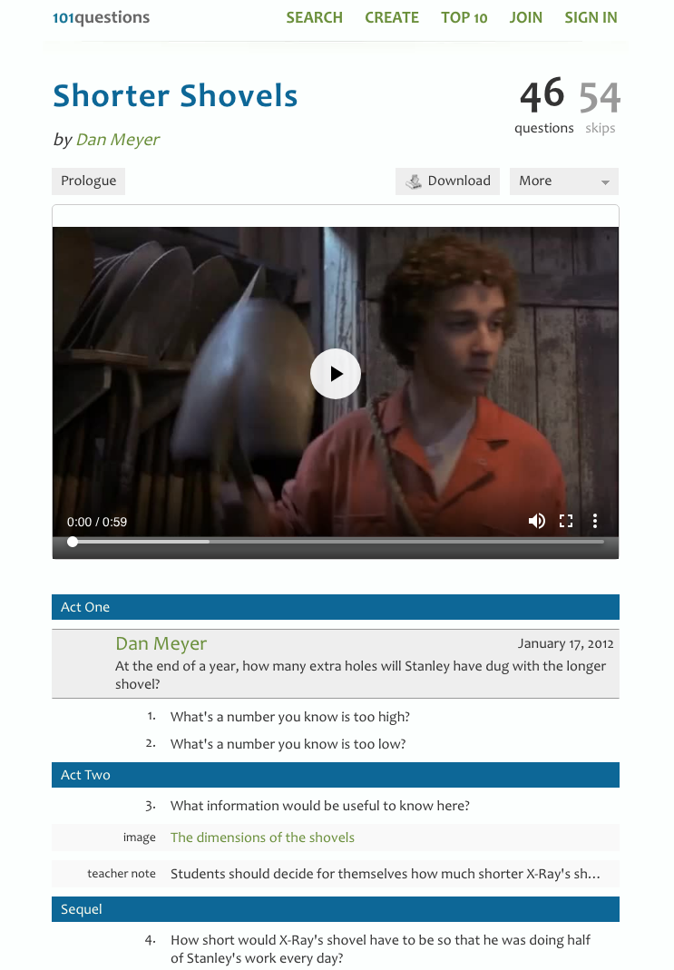 Shorter Shovels Activity