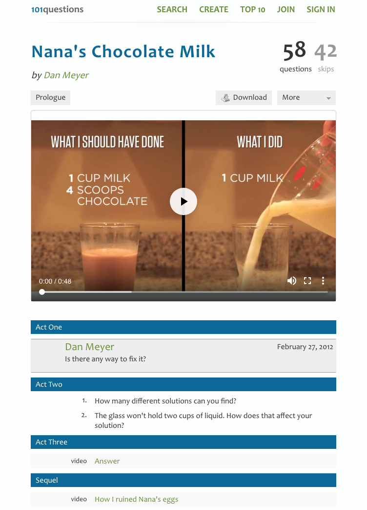 Nana's Chocolate Milk Activity