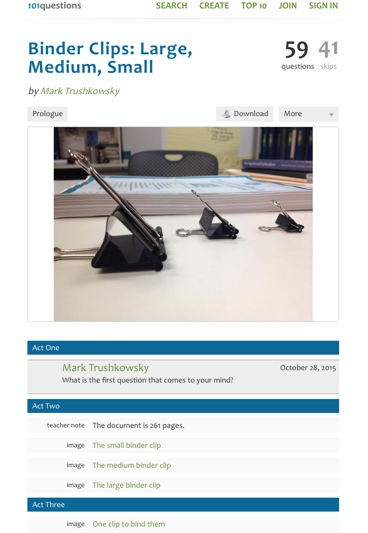 Binder Clips: Large, Medium, Small Activity