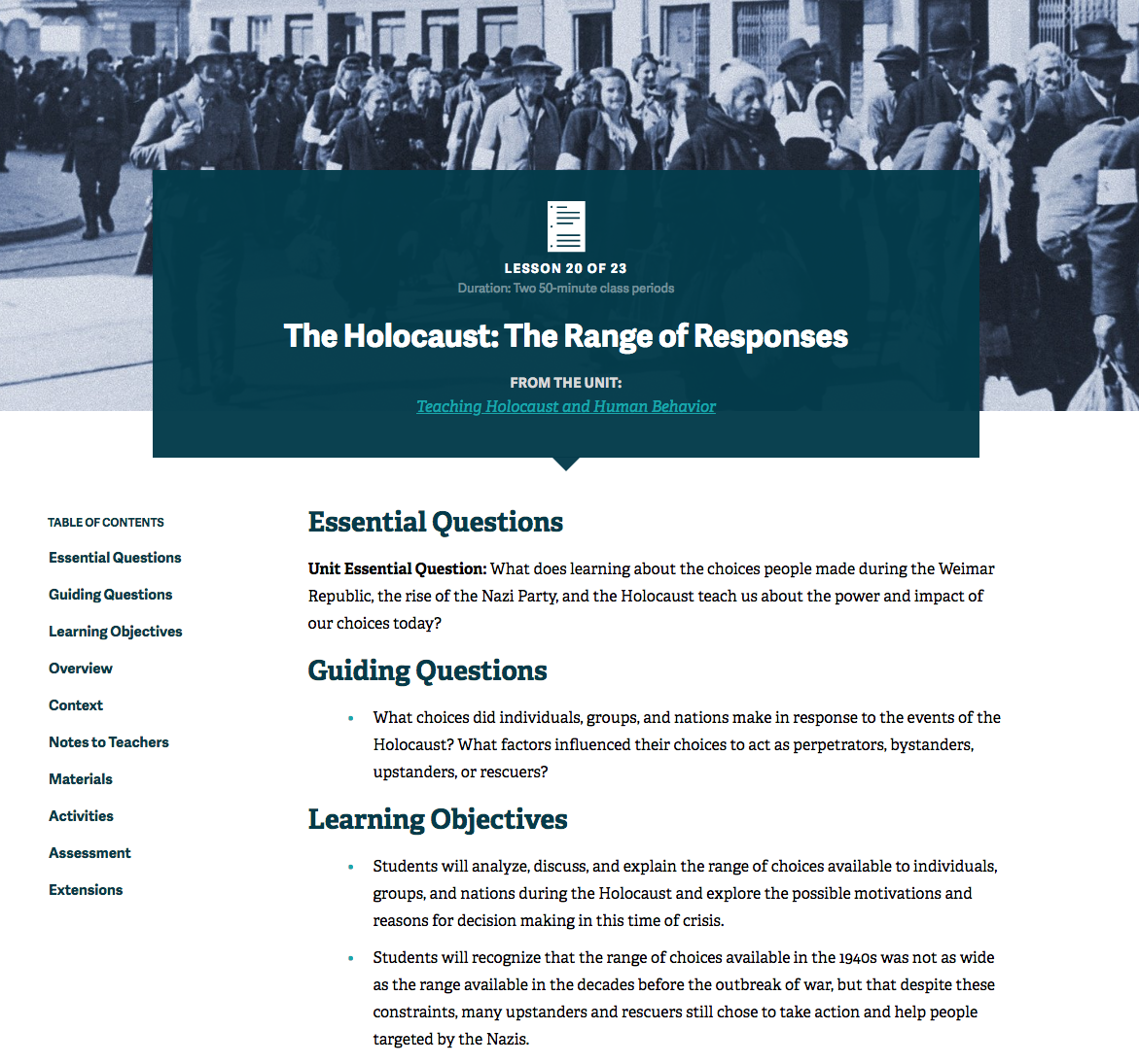 The Holocaust: Bystanders and Upstanders Lesson Plan