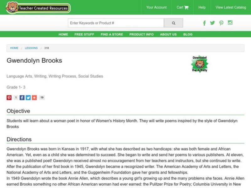 Gwendolyn Brooks Lesson Plan