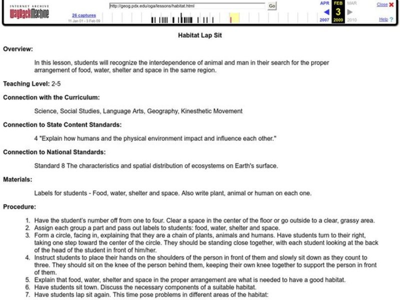 Habitat Lap Sit Lesson Plan