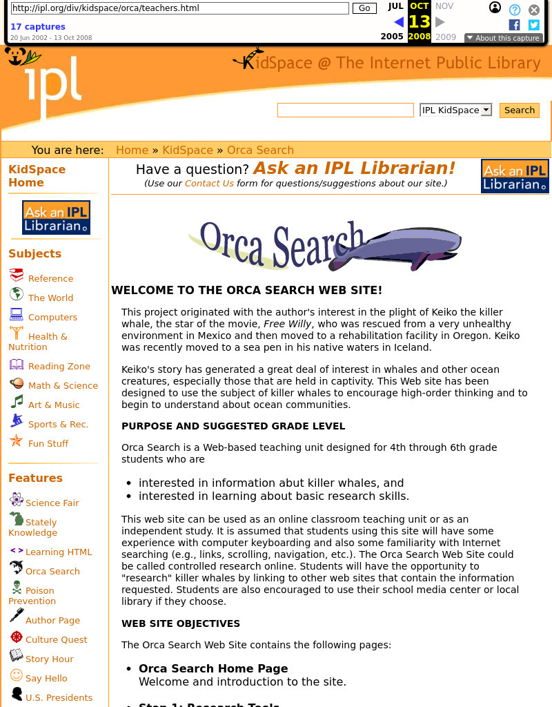 Orca Search Lesson Plan