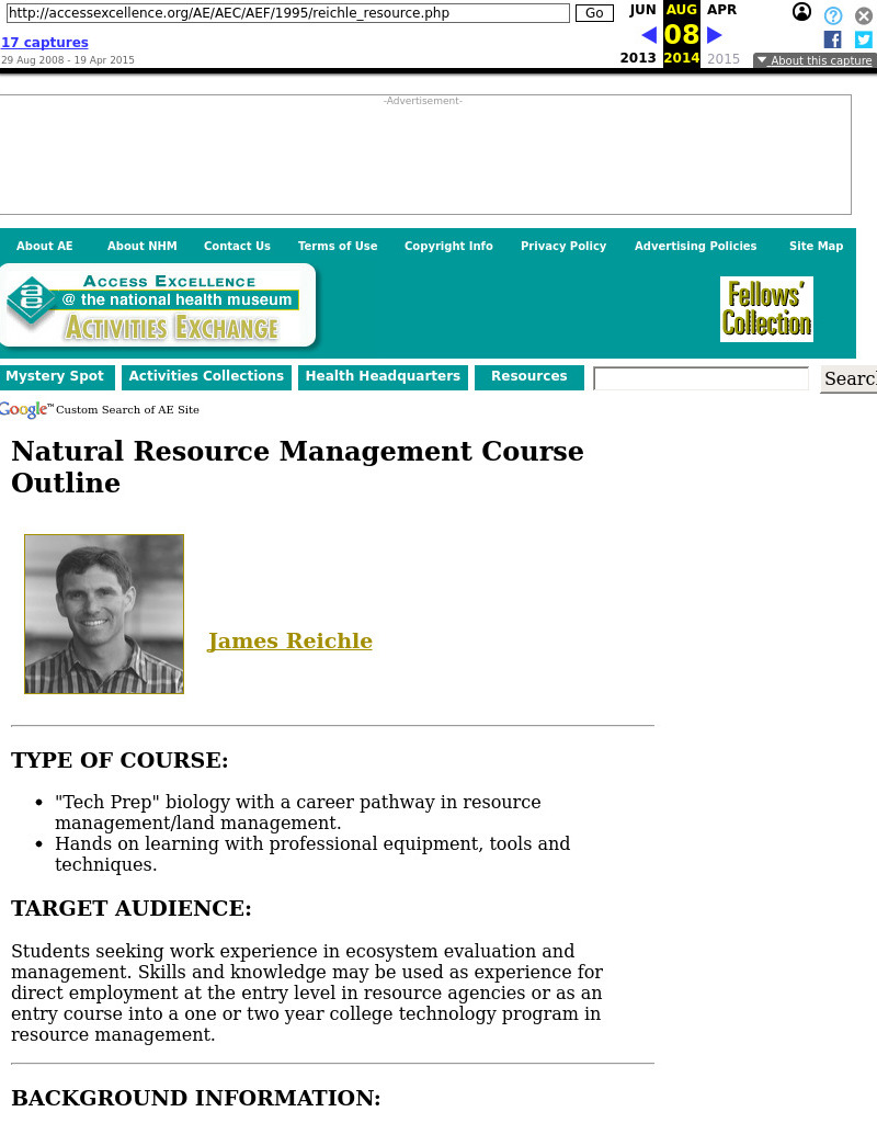 Natural Resource Management Course Outline Lesson Plan