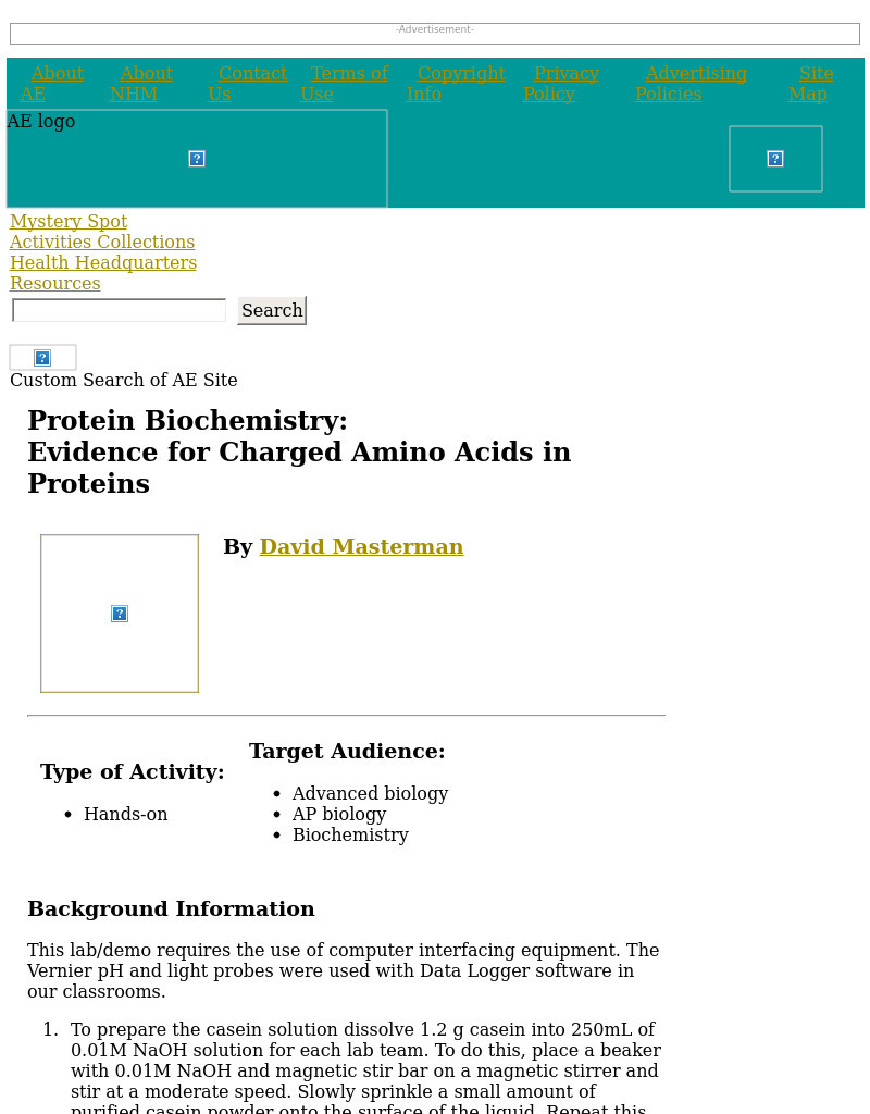 Protein Biochemistry: Evidence for Charged Amino Acids in Proteins Lesson Plan