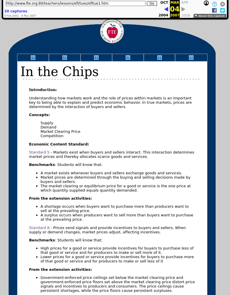 In the Chips Lesson Plan