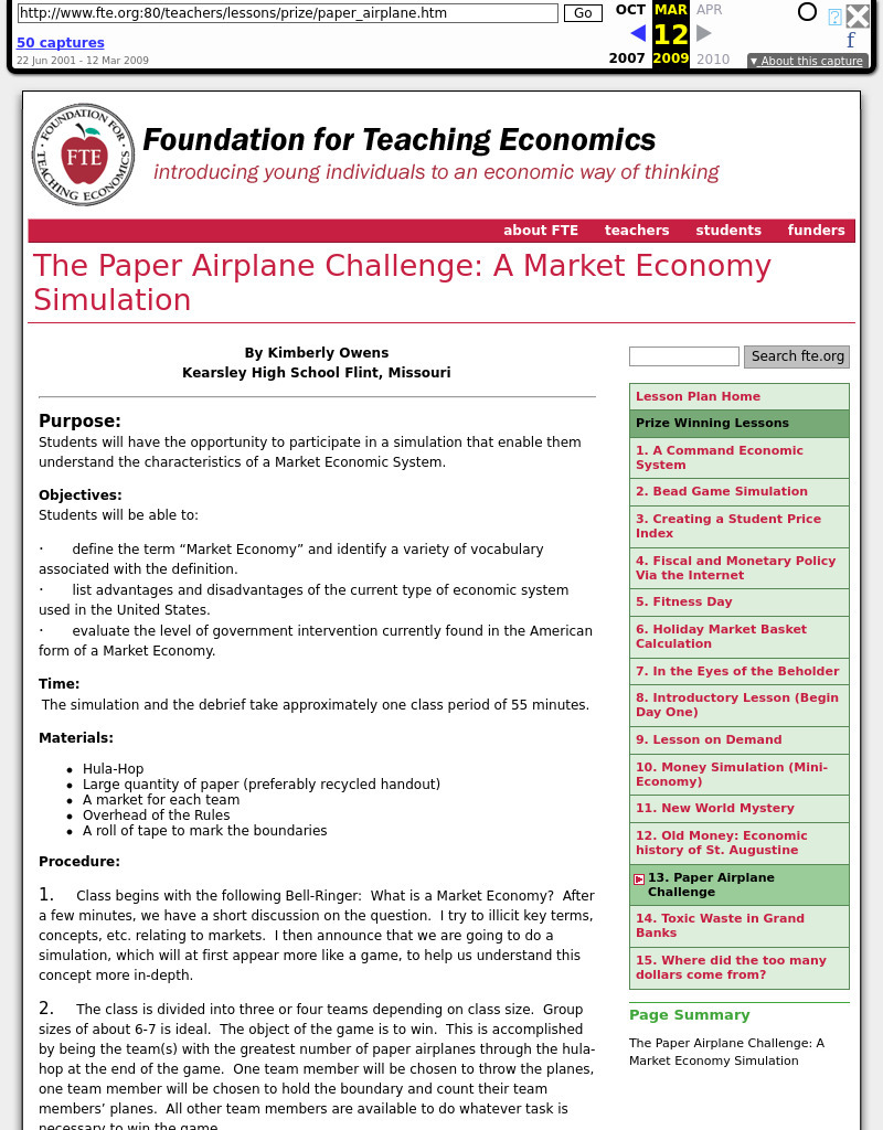 The Paper Airplane Challenge: A Market Economy Simulation Lesson Plan