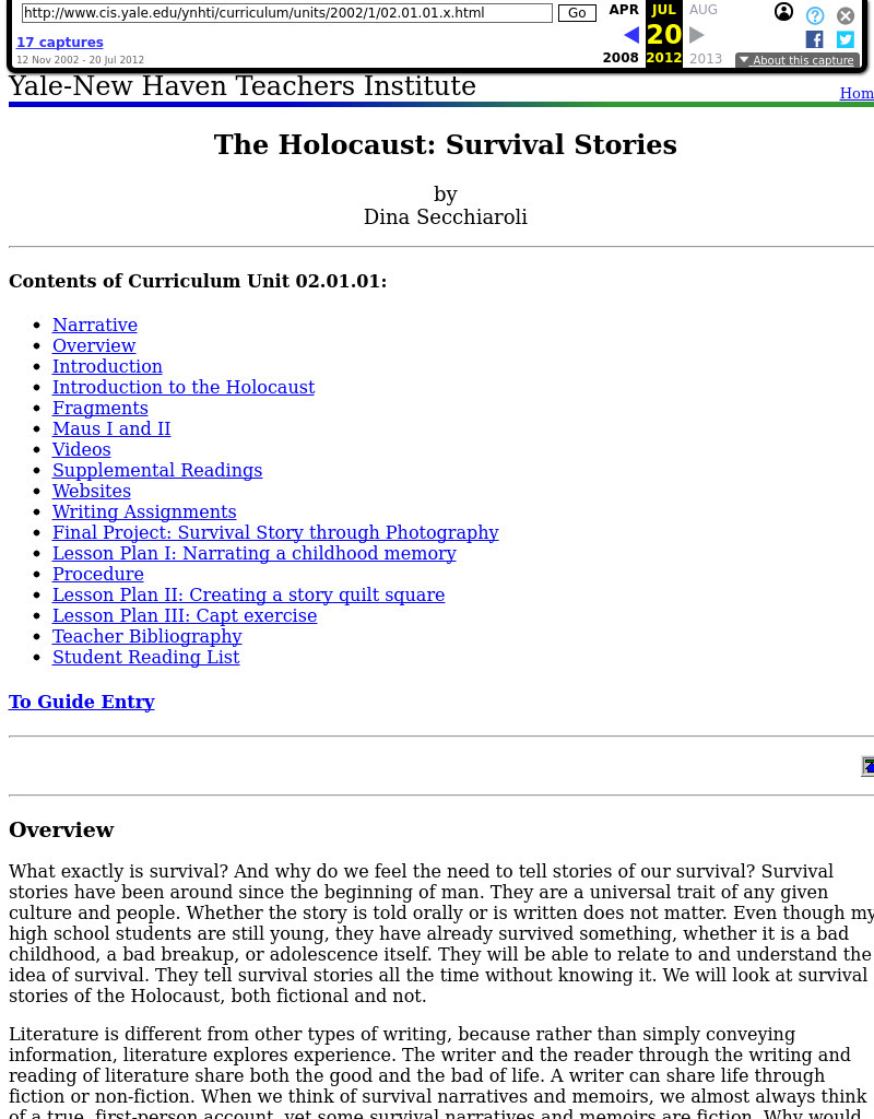 The Holocaust: Survival Stories Lesson Plan