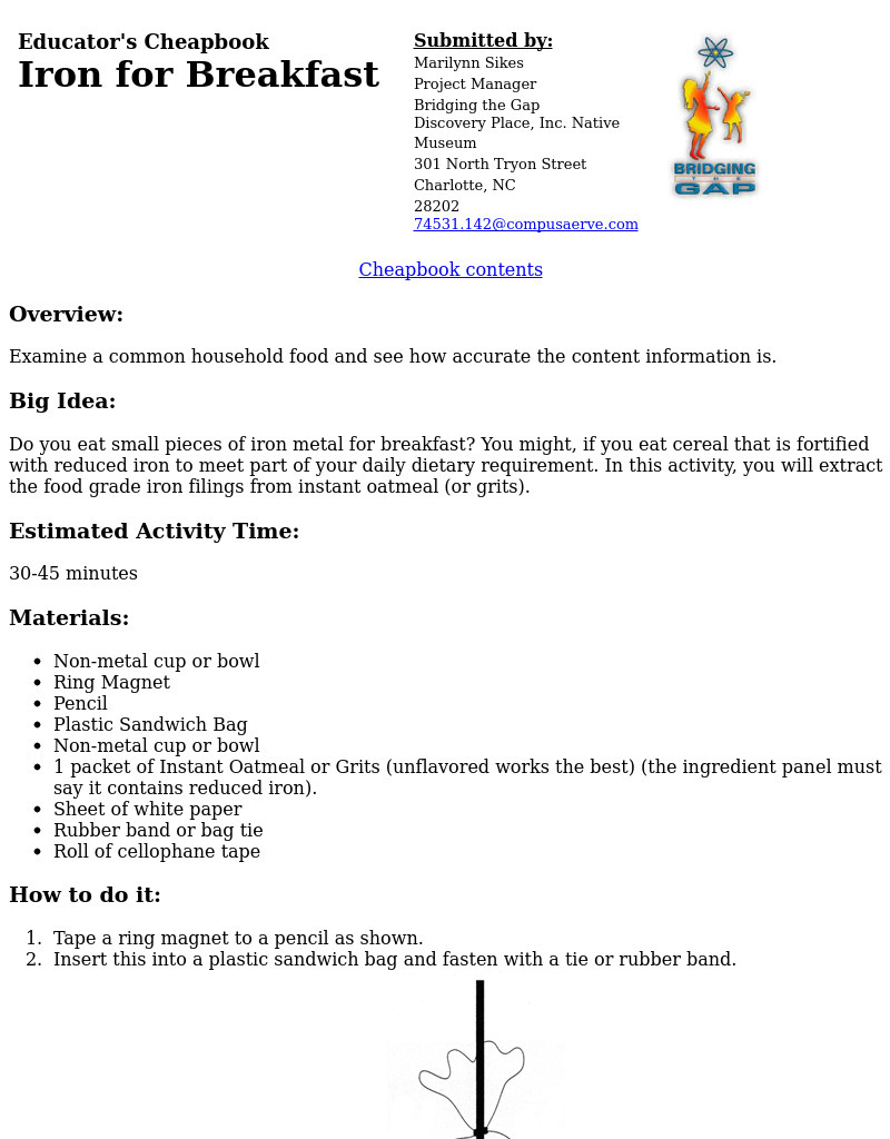 Iron for Breakfast Lesson Plan