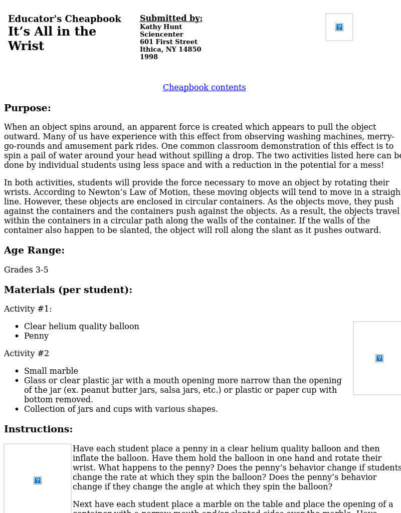 It's All in the Wrist Lesson Plan