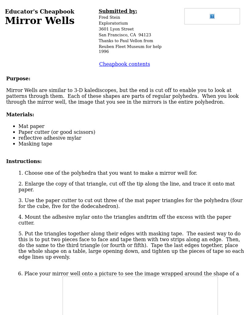 Mirror Wells Lesson Plan