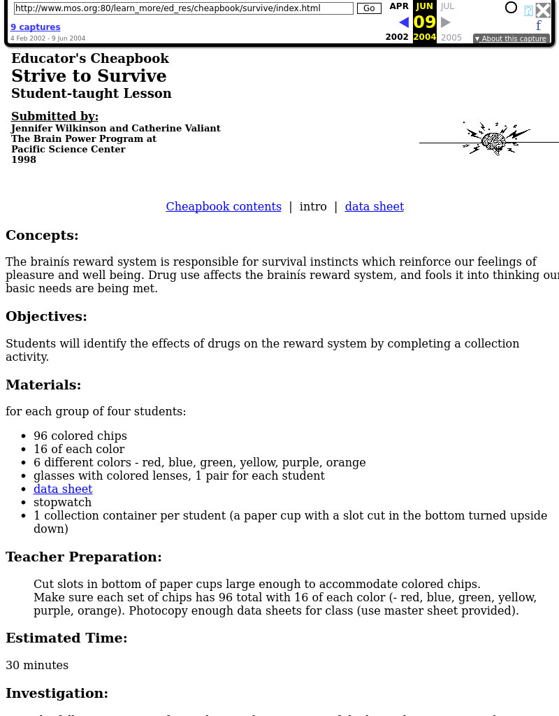 Strive to Survive Lesson Plan