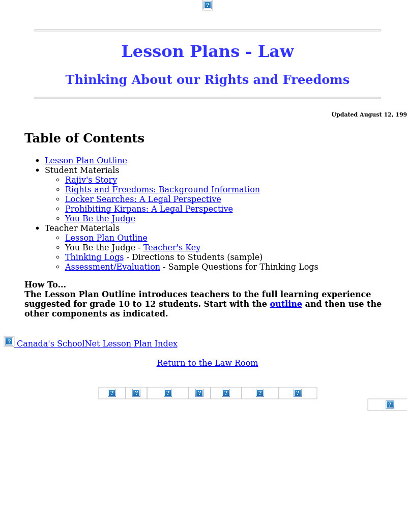 Thinking About our Rights and Freedoms Lesson Plan