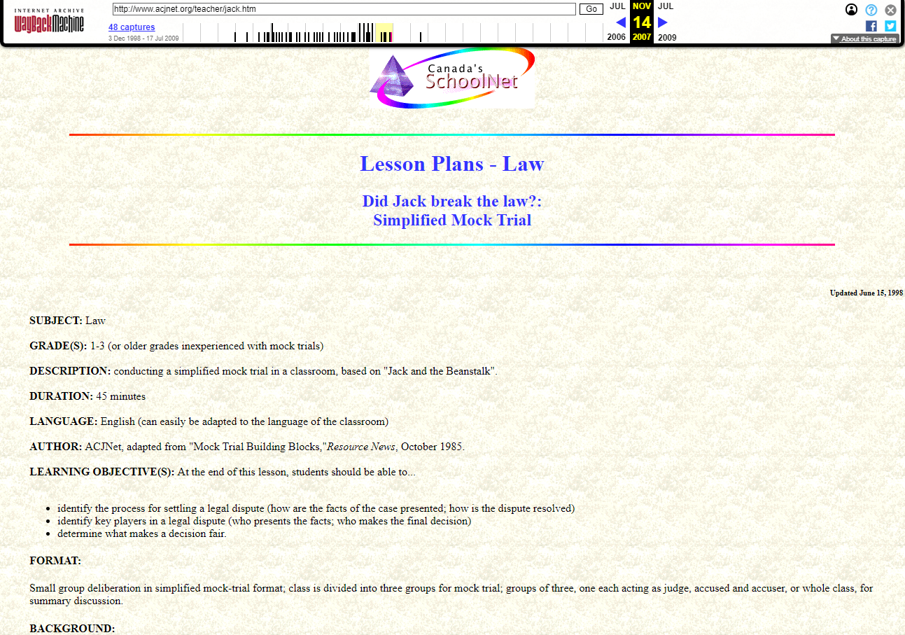Did Jack break the law?: Lesson Plan