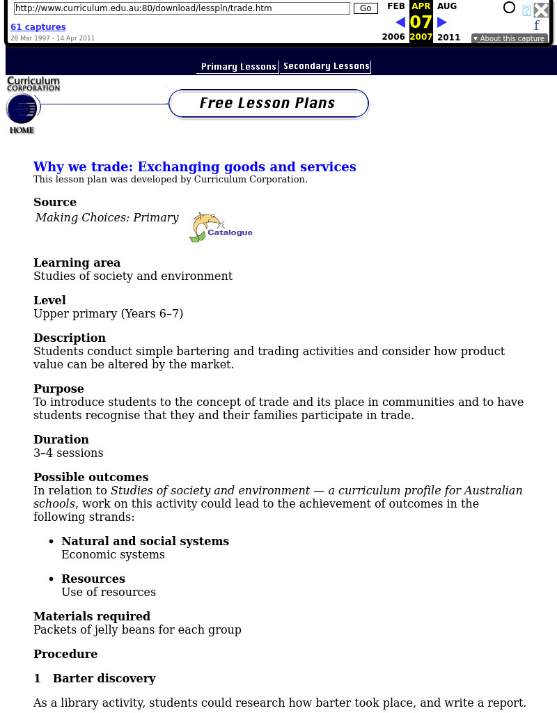 Why We Trade: Exchanging Goods and Services Lesson Plan