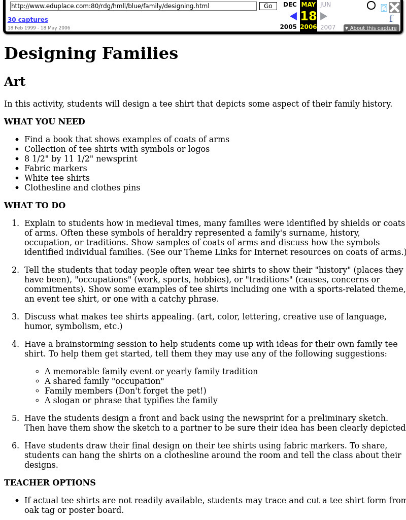 Designing Families Lesson Plan