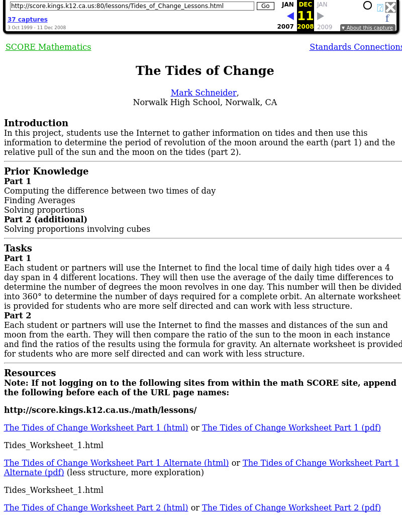 Tides of Change Lesson Plan