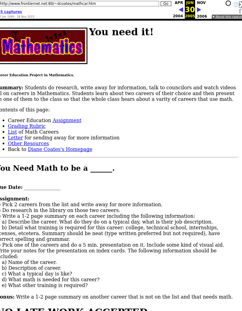 Career Education Project in Mathematics Lesson Plan
