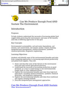 Can We Produce Enough Food AND Sustain The Environment Lesson Plan