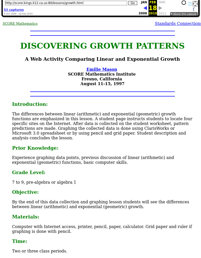 Discovering Growth Patterns Lesson Plan