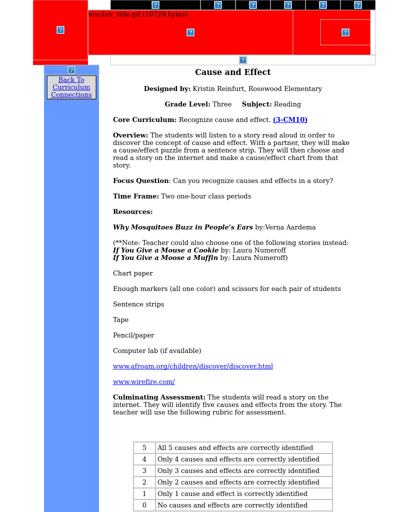 Cause and Effect Lesson Plan