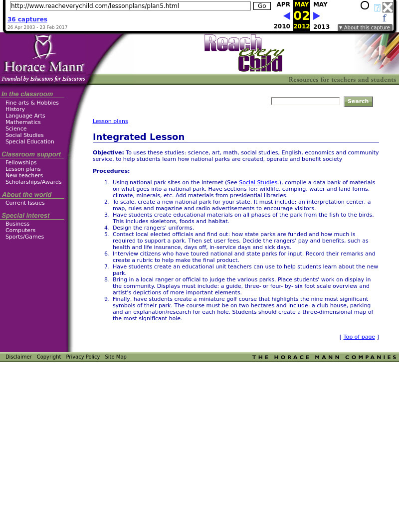 Creating a National Park Lesson Plan