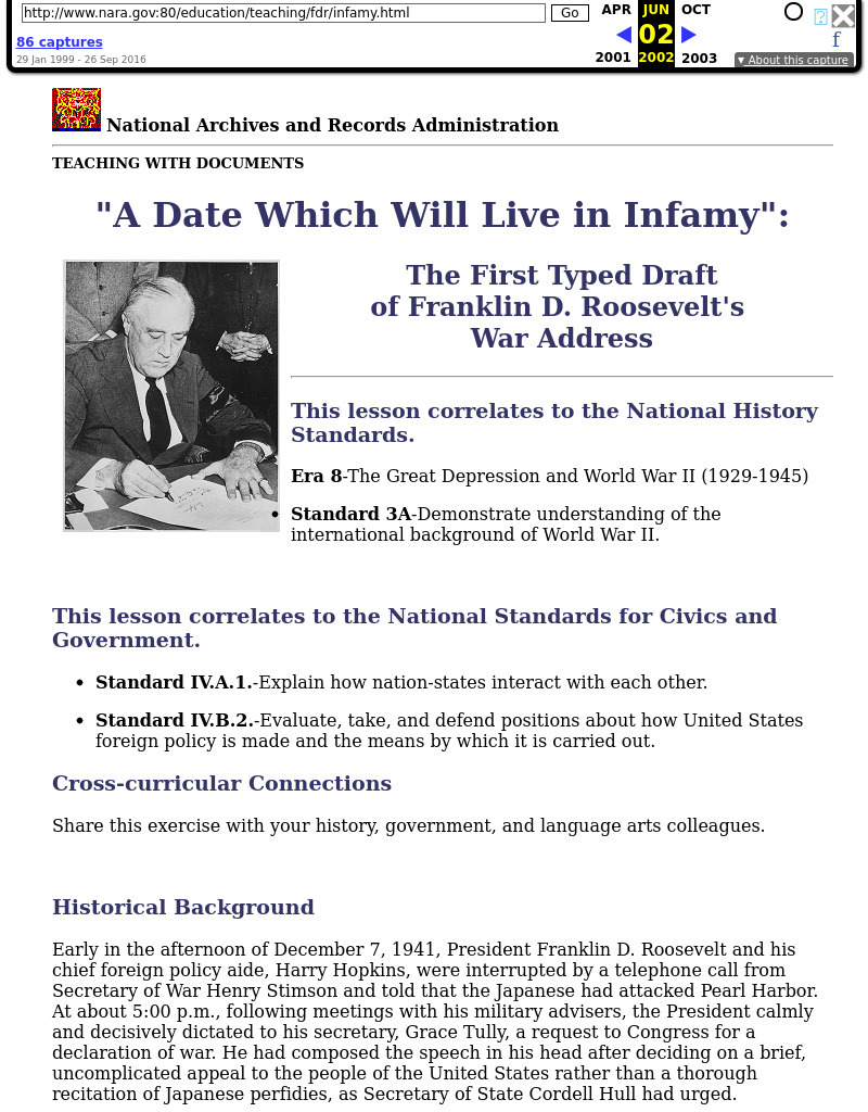 A Date Which Will Live in Infamy Lesson Plan