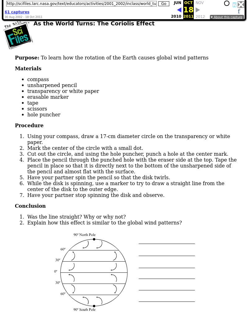 As the World Turns: The Coriolis Effect: Global Wind Patterns, Earth's Rotation Lesson Plan
