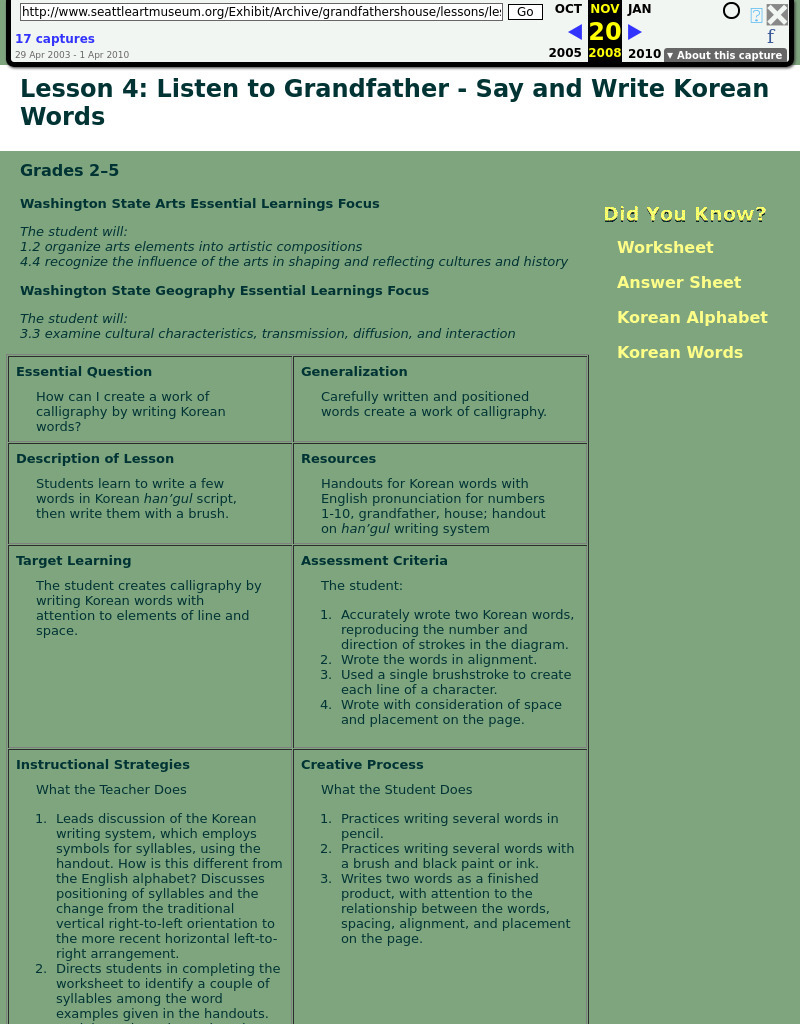 Listen to Grandfather - Say and Write Korean Words Lesson Plan