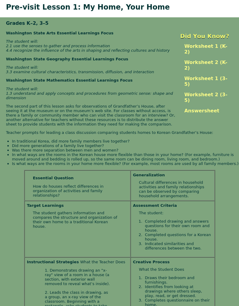 My Home, Your Home Lesson Plan