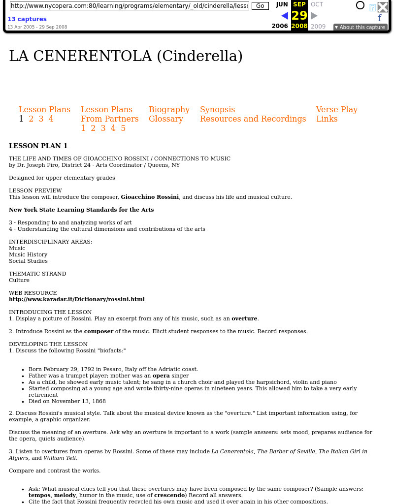 La Cenerentola (Cinderella) Lesson Plan