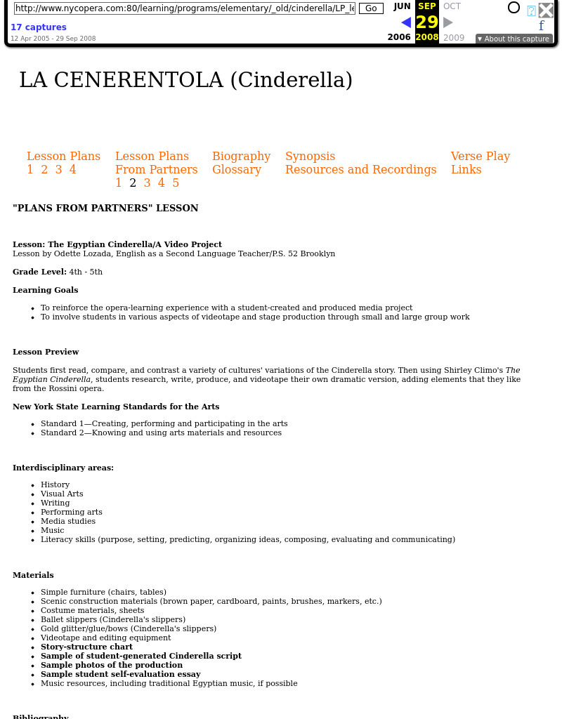 La Cenerentola (Cinderella) Lesson Plan