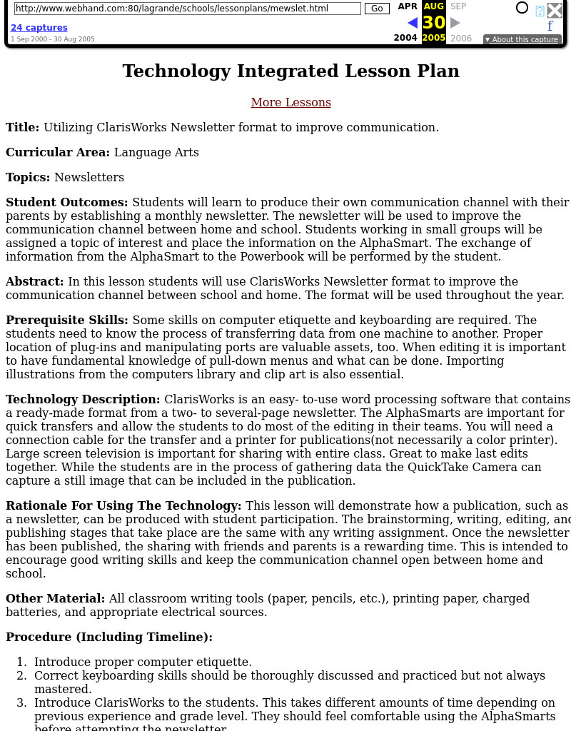 Utilizing ClarisWorks Newsletter Lesson Plan