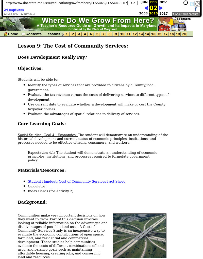 The Cost of Community Services Lesson Plan