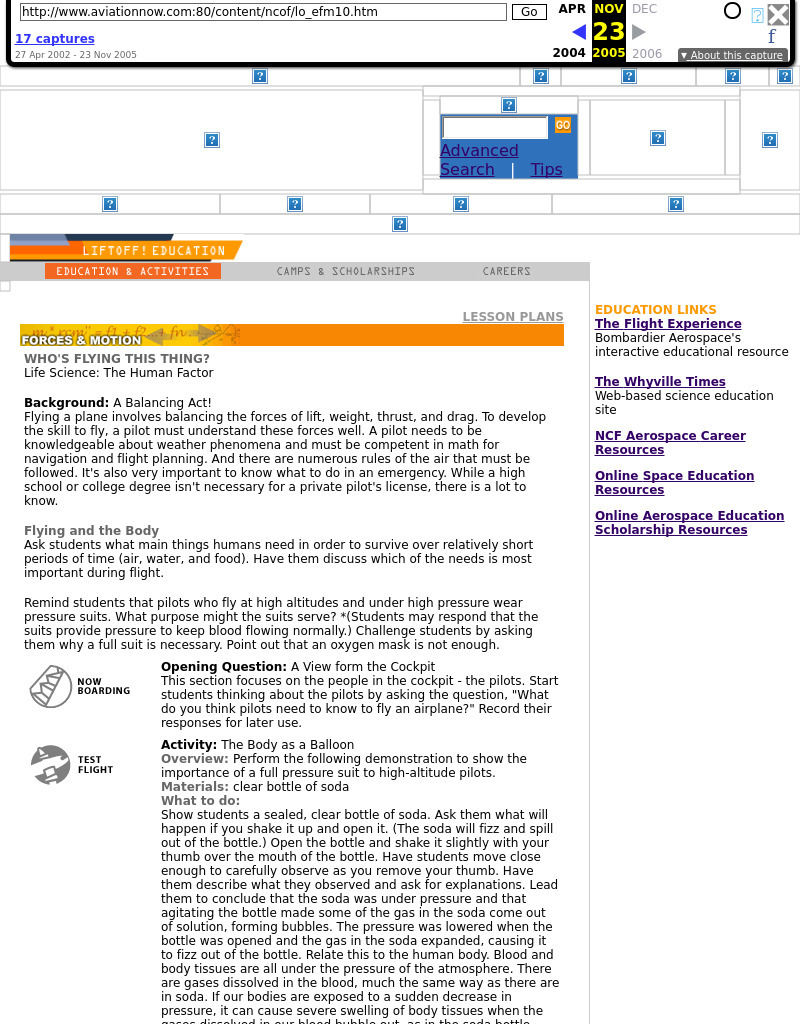 Who's Flying This Thing? Lesson Plan