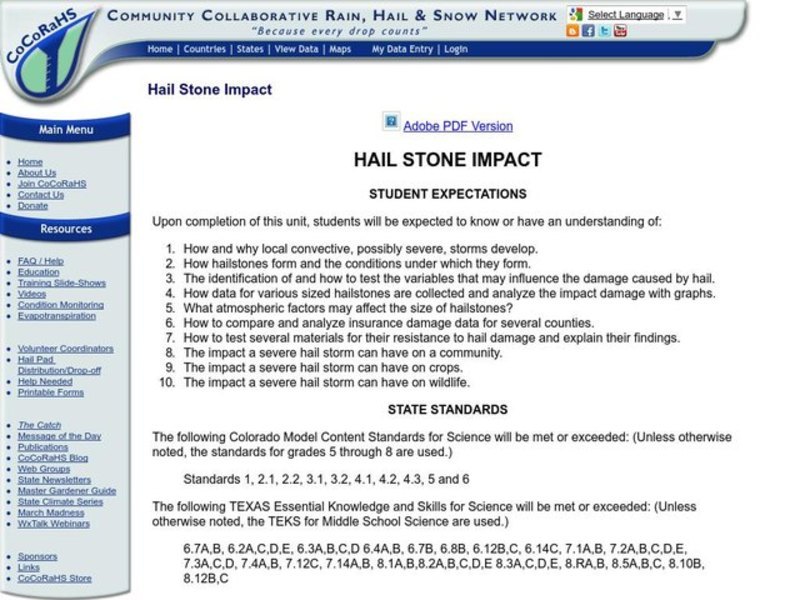 Hail Stone Impact Lesson Plan