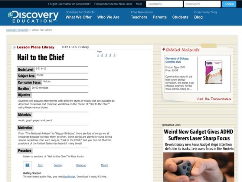 Hail to the Chief Lesson Plan