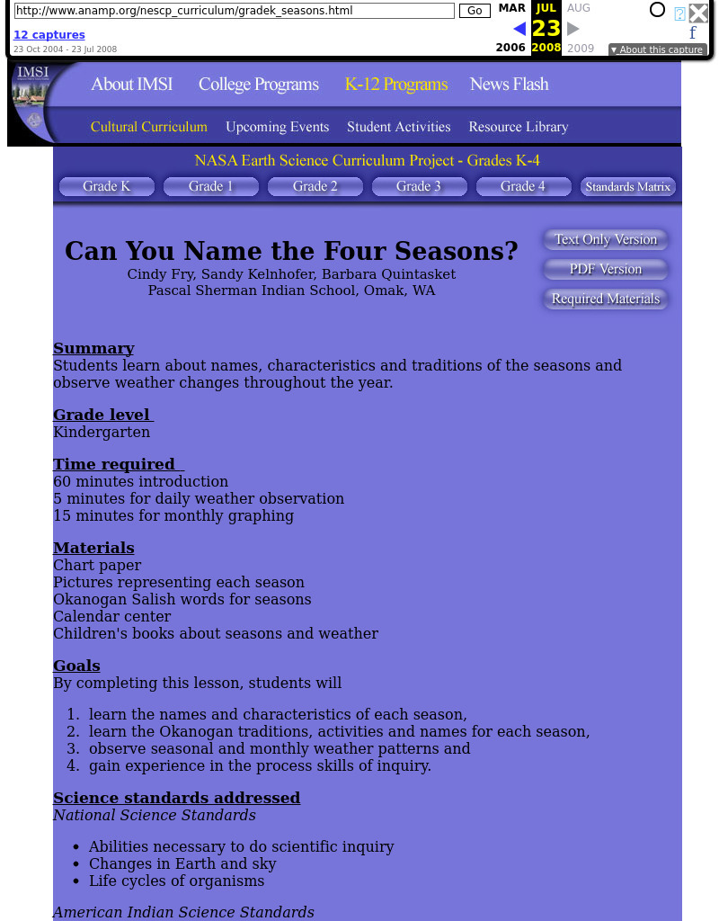 Can You Name the Four Seasons? Lesson Plan