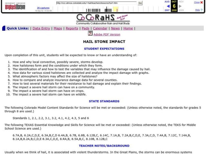 HAIL STONE IMPACT Lesson Plan