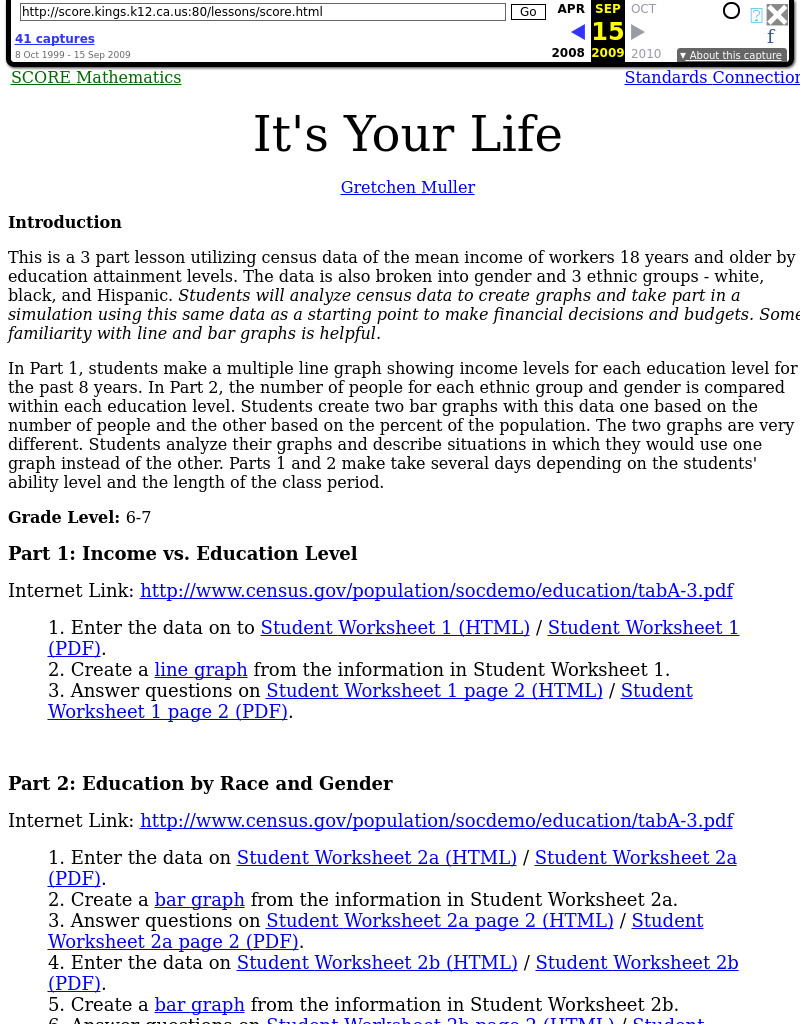 It's Your Life Lesson Plan